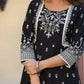 Juniper Women's Black Printed Anarkali Flared Dress | Swadesiicart