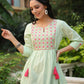 Juniper Women's Green Cotton Dobby Solid Embroidered Straight Tunic | Swadesiicart