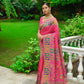 Vishnu Weaves Women's Pink Banarasi Silk Kashmiri Woven Saree with Blouse - Swadesiicart