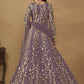 Pant Style Purple Embroidered Net Wedding Anarkali Suit - Emponline | Swadesiicart