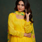 Aayaa Viscose Organza Dyeable Hand Painted Suit - Lemon Yellow
