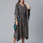 Ahalyaa Crepe Black Digital & Foil Floral Printed Kaftan | Swadesiicart