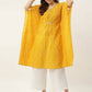 FIORRA Women's Printed Pure Cotton Kaftan Kurta - Yellow - Swadesiicart
