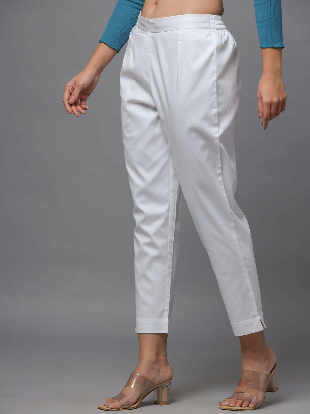 Juniper Women's White Solid Straight Slim Pant | Swadesiicart