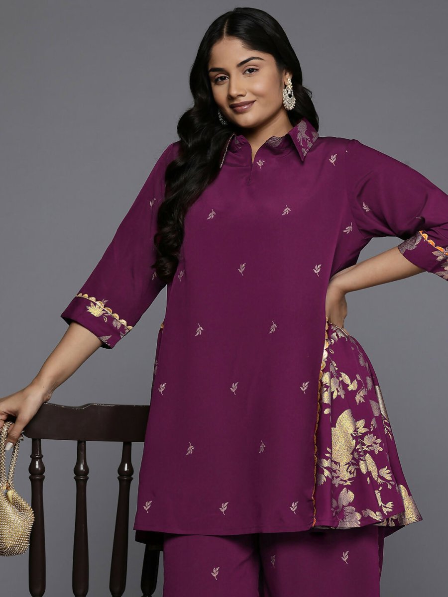 Ahalyaa Women's Traditional wear Co-ords - Purple - Swadesiicart