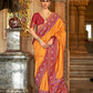 Orange Banarasi Weaving, Ultra Aqua Finish, Zari Work Banarasi Silk Saree - Rath Kunti - Swadesiicart