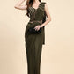 Green Polyester Solid Ready to Wear Saree with stitched Blouse - Nita | Swadesiicart