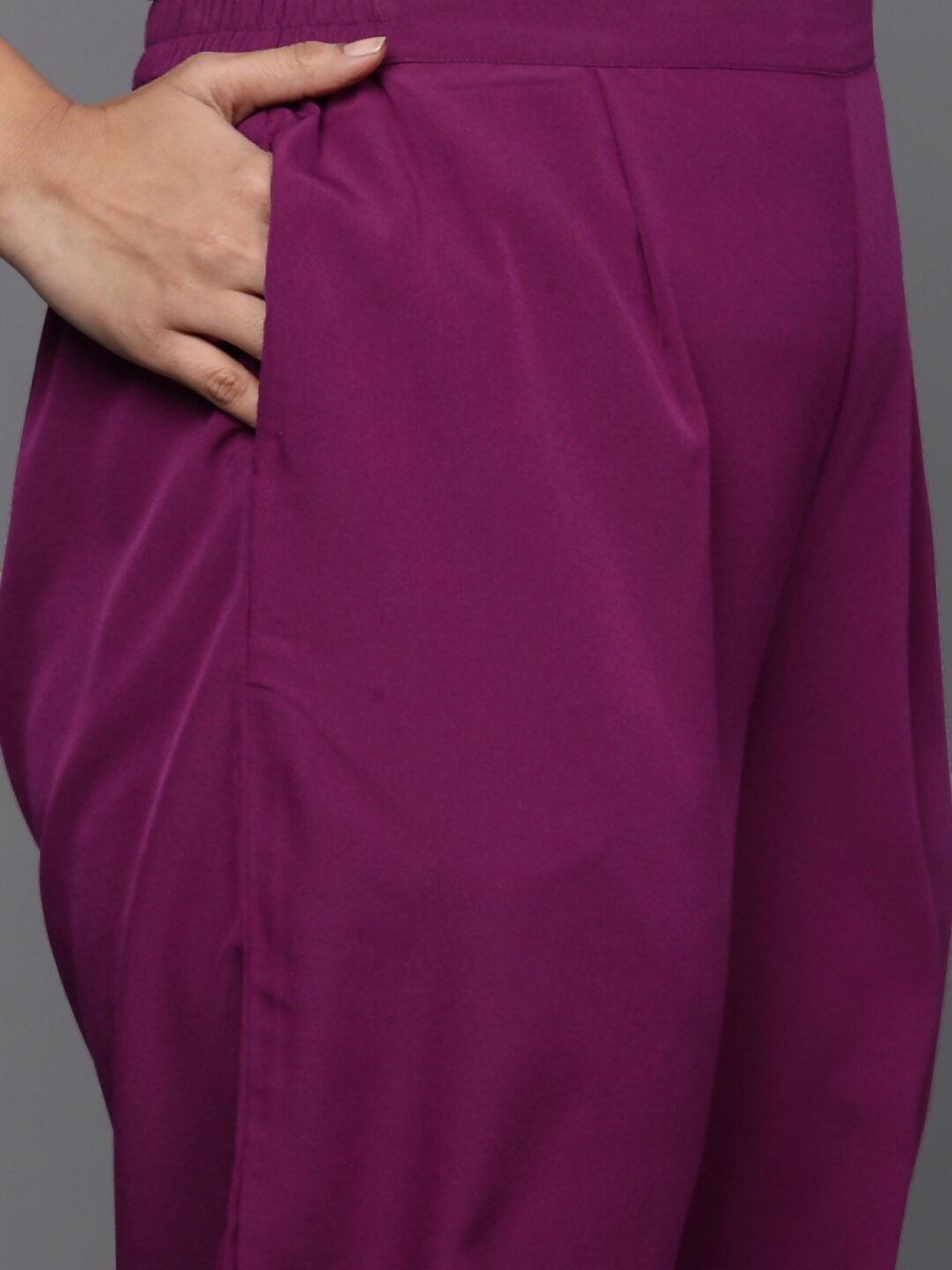 Ahalyaa Women's Traditional wear Kurta Set - Purple | Swadesiicart