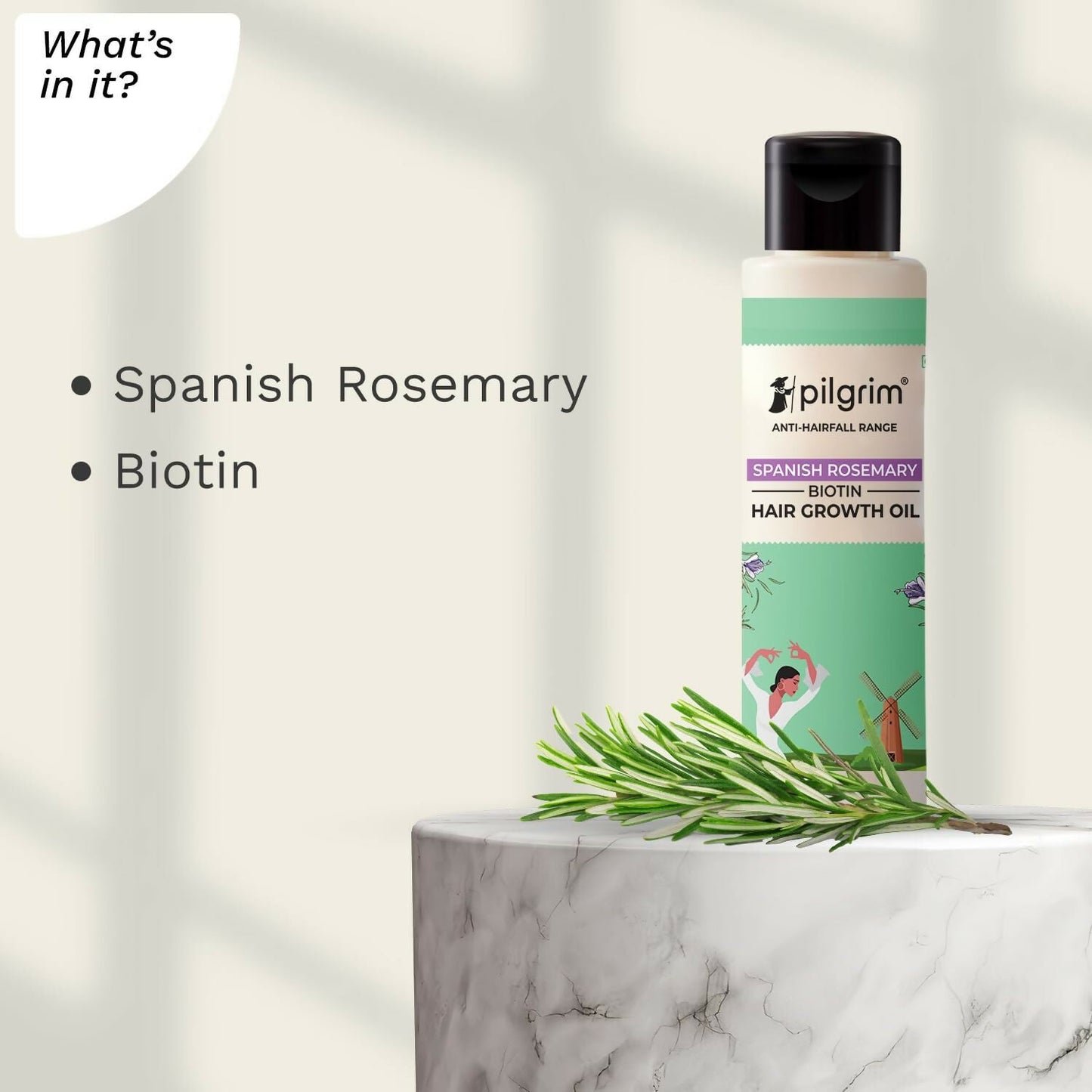 Pilgrim Spanish Rosemary & Biotin Hair Growth Oil To Control Hair Fall & Strengthens Hair - Swadesiicart