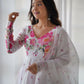 Joban Fashion White Kurta Set Organza Sequin Embroidery Work - Swadesiicart
