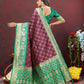Lorenvalley Fashion Wine & Green Patola Silk Woven Design Meenakari Weaving Saree - Swadesiicart