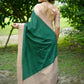 Vishnu Weaves Women's Green Tussar Silk Woven Saree with Blouse - Swadesiicart