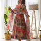Lorenvalley Fashion Women Tabby Organza Silk Fully Flair Kali Pattern Anarkali Pant With Dupatta Set - Red | Swadesiicart