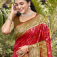 Anaita Red Silk Saree With Blouse Piece