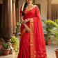 Anaita Red Silk Saree With Blouse Piece