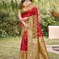 Anaita Red Silk Saree With Blouse Piece