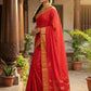 Anaita Red Silk Saree With Blouse Piece