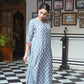 Aayaa Pure Muslin printed Kurti & Pant - Grey sky