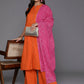 Ahalyaa Women's Traditional wear Kurta Set - Orange | Swadesiicart