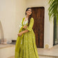 Aayaa Designer Printed Muslin Suit - Parrot yellow