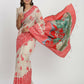 Shree Shyam Fashion Linen Cotton Cream & Red Saree