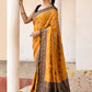 Joban Fashion Yellow Crepe Chiffon Pure Handloom Banarasi Silk Saree | Swadesiicart