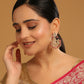 Nuyug 22k Gold-Plated Kundan Chandbali Earrings with Pink Stones | Swadesiicart