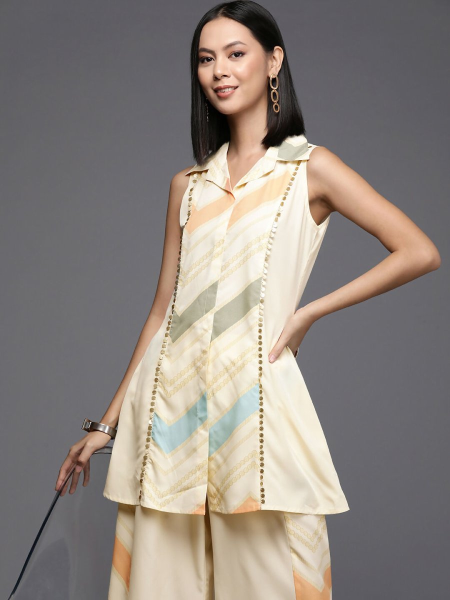 Ahalyaa Women's Traditional Wear Co-ods - Off-white - Swadesiicart