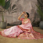 Vishnu Weaves Women's Baby-Pink Paithani Silk Saree with Blouse - Swadesiicart