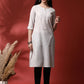 Anouk Striped Notch Neck Pure Cotton Straight Kurta - Swadesiicart