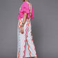 Ahalyaa White & Pink Zig Zag Striped Basic Jumpsuit - Swadesiicart
