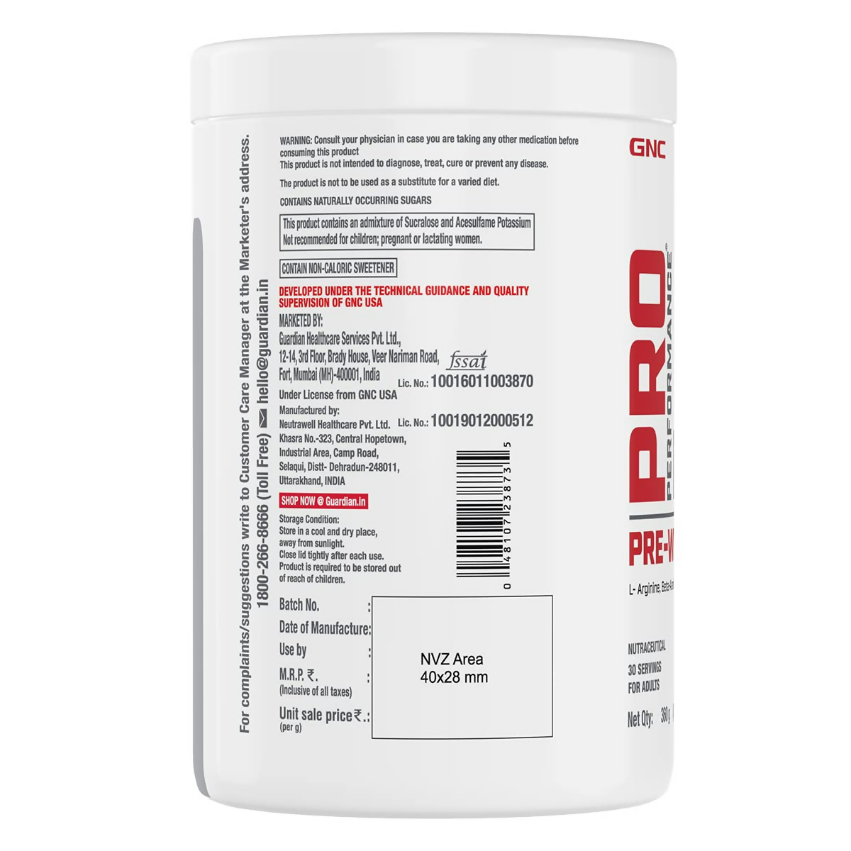 GNC Pro Performance Pre-Workout Fruit Punch | Swadesiicart