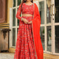 Janasya Red Georgette Floral Lehenga Choli Dupatta | Swadesiicart