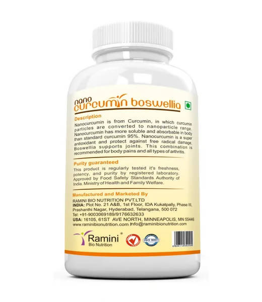 Ramini Bio Nutrition Nano Curcumin with Boswellia Veg Capsules - Swadesiicart