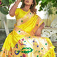 Vishnu Weaves Women's Yellow Banarasi Silk Zari Woven Paithani Saree with Unstitched Blouse - Swadesiicart
