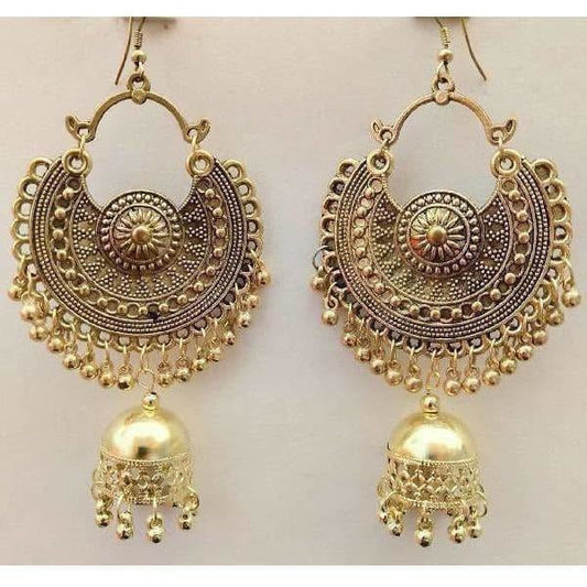 MS Fashion India Muskan Fancy Oxidized Gold-Polished Jhumka Earrings | Swadesiicart