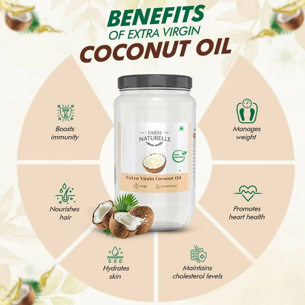 Farm Naturelle 100% Pure Organic Extra-Virgin Cold Pressed Coconut Oil - Swadesiicart