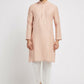 Ethnic India Pink Men's Kurta Striped Polyester | Swadesiicart