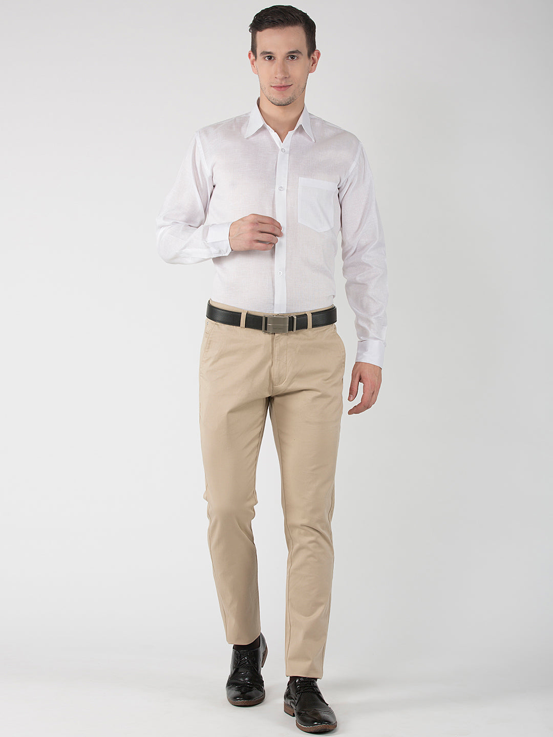 RIAG White Men's Full Sleeves White Shirt | Swadesiicart