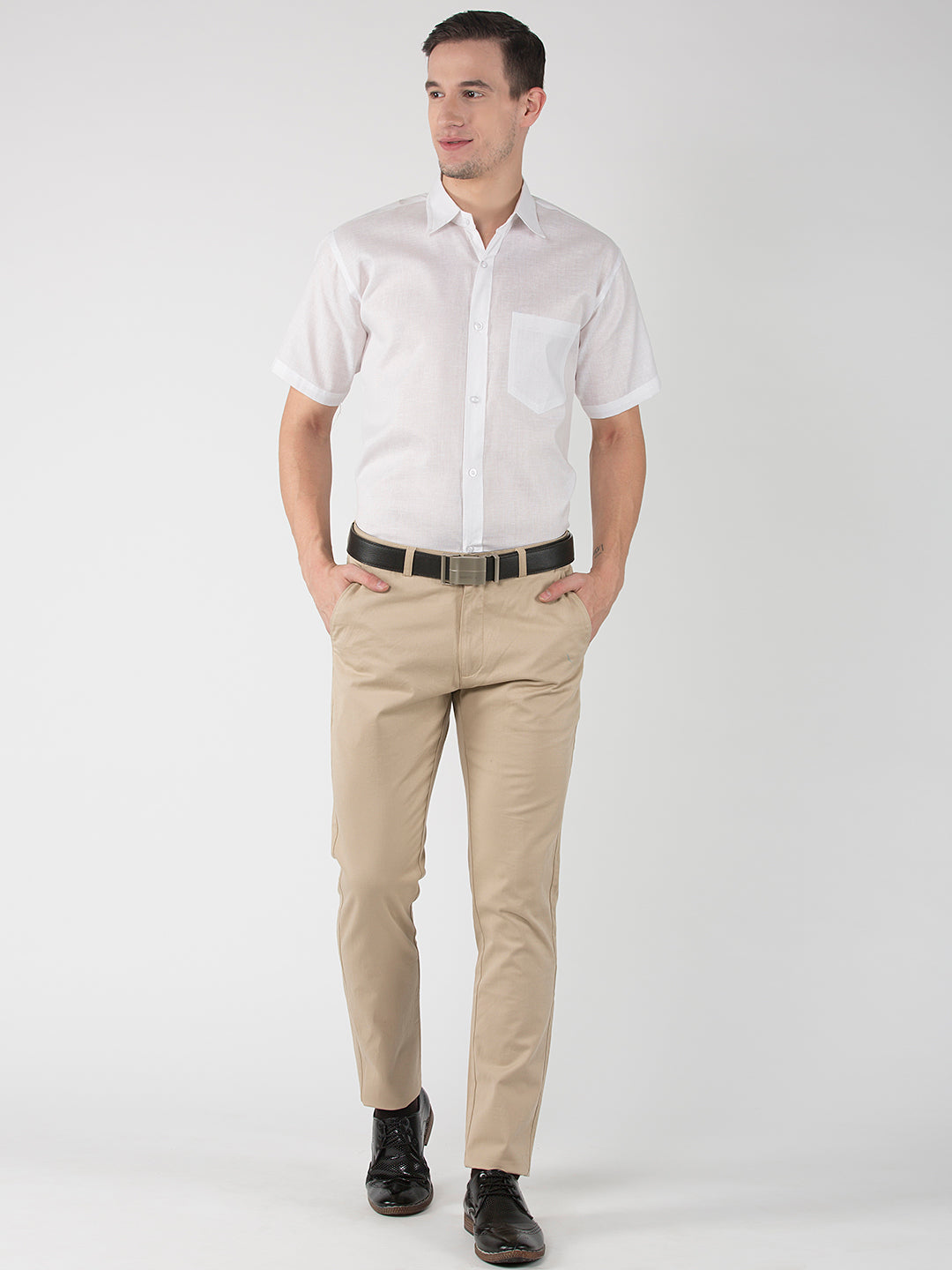 RIAG White Men's Half Sleeves White Shirt | Swadesiicart