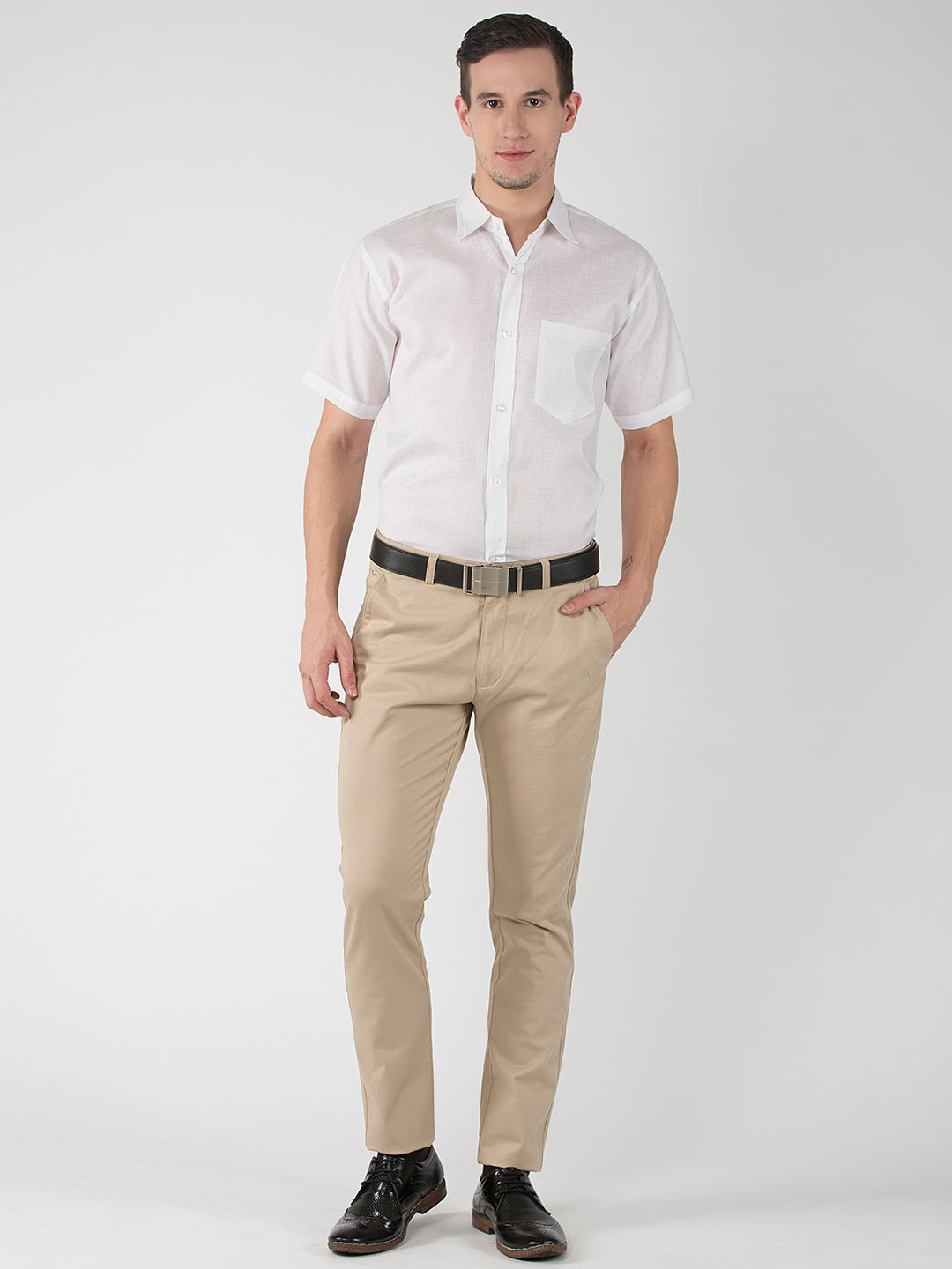 RIAG White Men's Half Sleeves White Shirt | Swadesiicart