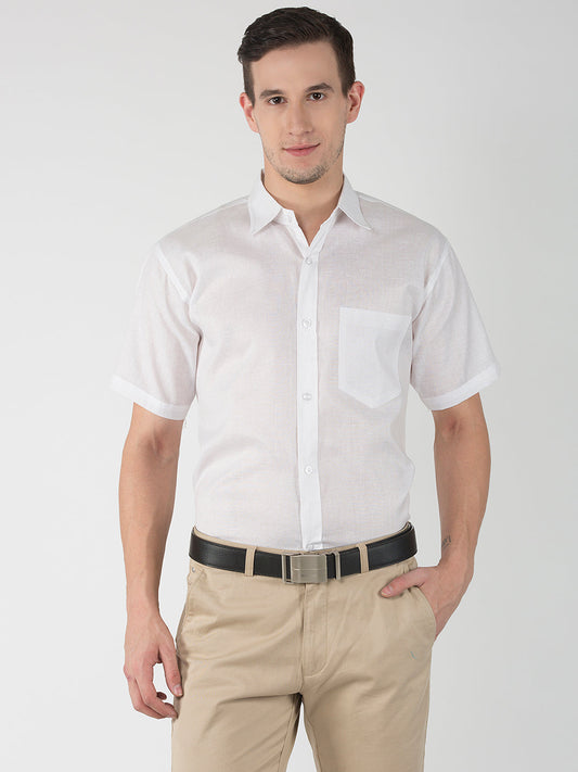 RIAG White Men's Half Sleeves White Shirt | Swadesiicart