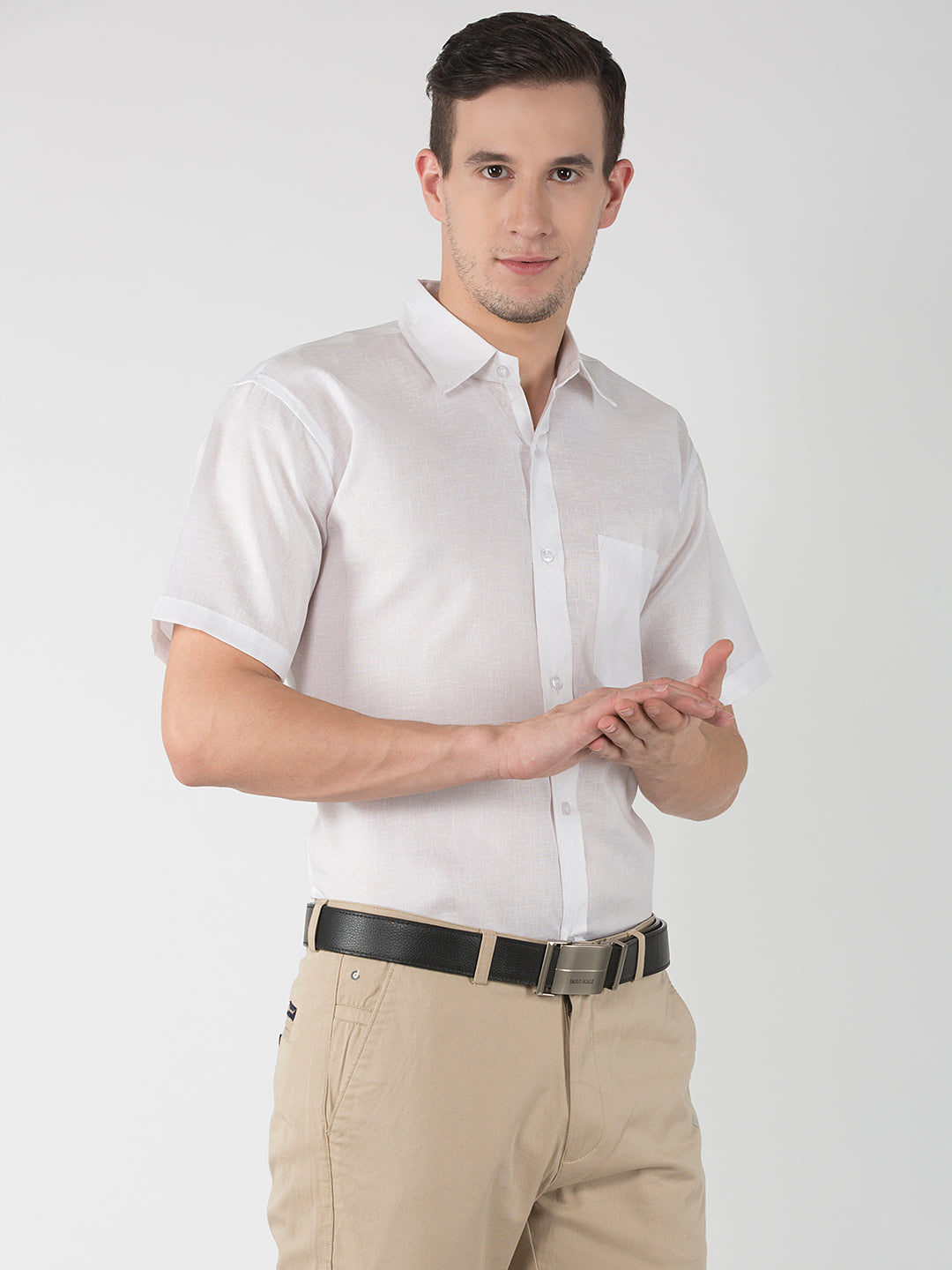 RIAG White Men's Half Sleeves White Shirt | Swadesiicart