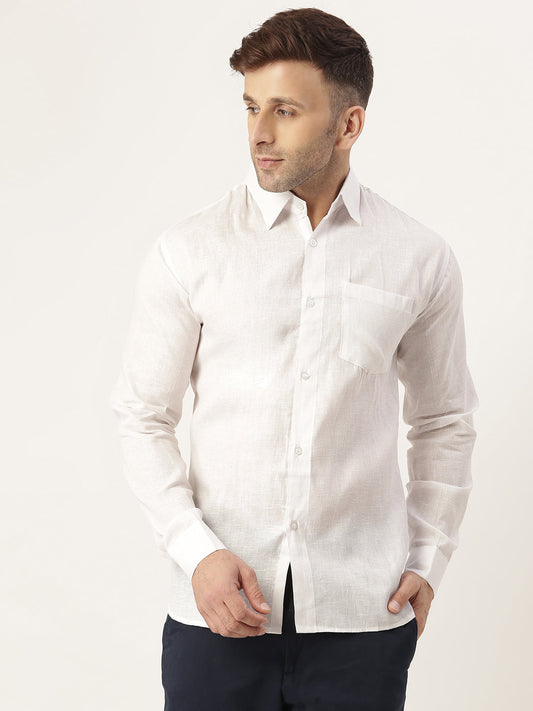 RIAG White Men's Full Sleeves Solid Shirt | Swadesiicart