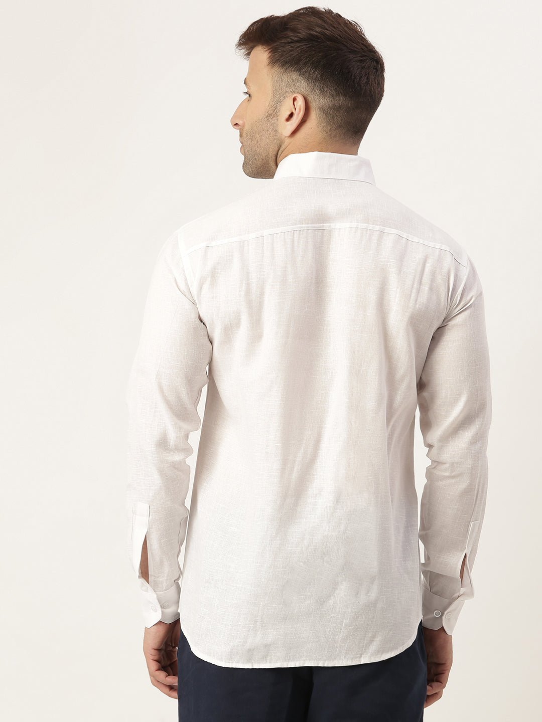 RIAG White Men's Full Sleeves Solid Shirt | Swadesiicart