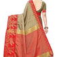 Vamika Banarasi Jacquard Weaving Brown Saree (DHONI CHIKU) | Swadesiicart