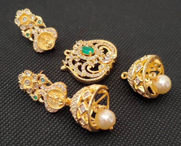 AD Emeralds designer 4 in 1 Traditional Earrings | Swadesiicart