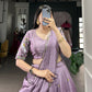 Lorenvalley Lavender Vichitra Simmer Sequins and Thread Embroidery Work Lehenga Choli | Swadesiicart