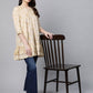 Ahalyaa Beige Cotton Gold Printed Tunic | Swadesiicart