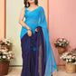 Blue Georgette Pedding Color Printed Ready To Wear Saree - Aalaya | Swadesiicart